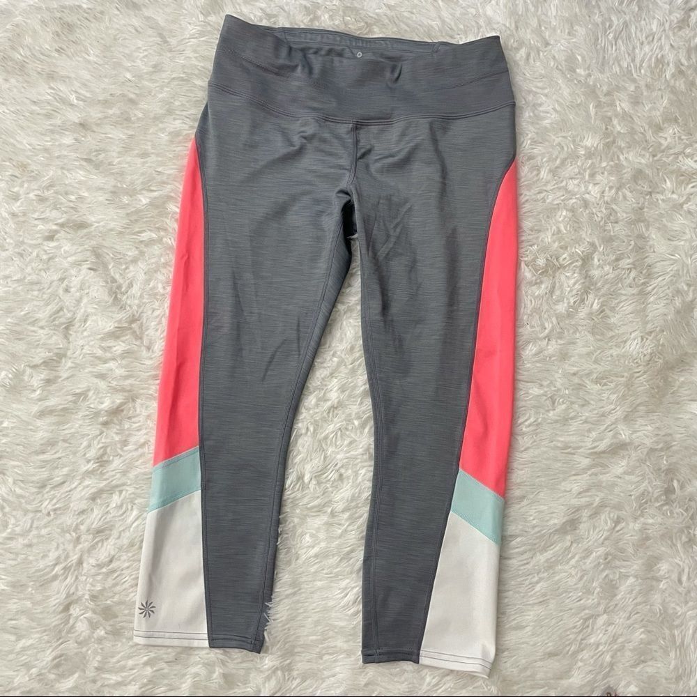 ‎ATHLETA COLORBLOCK CAPRIS LEGGINGS GRAY MEDIUM